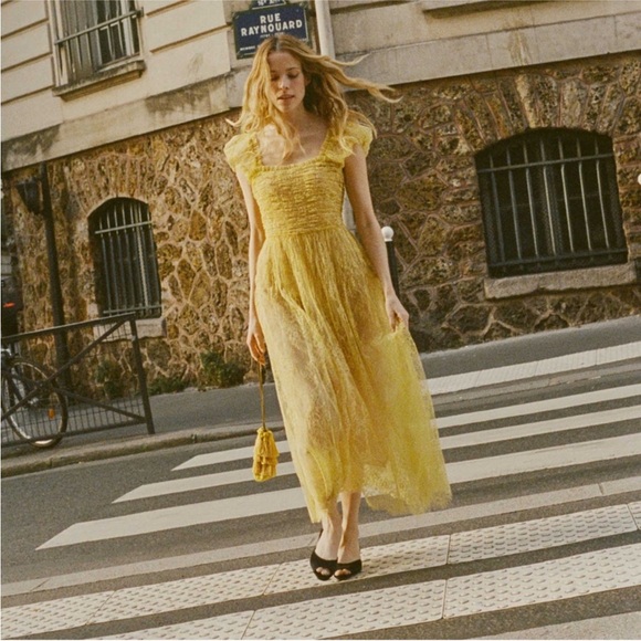 Doen Dresses & Skirts - DÔEN Pamelina yellow lace dress, size M